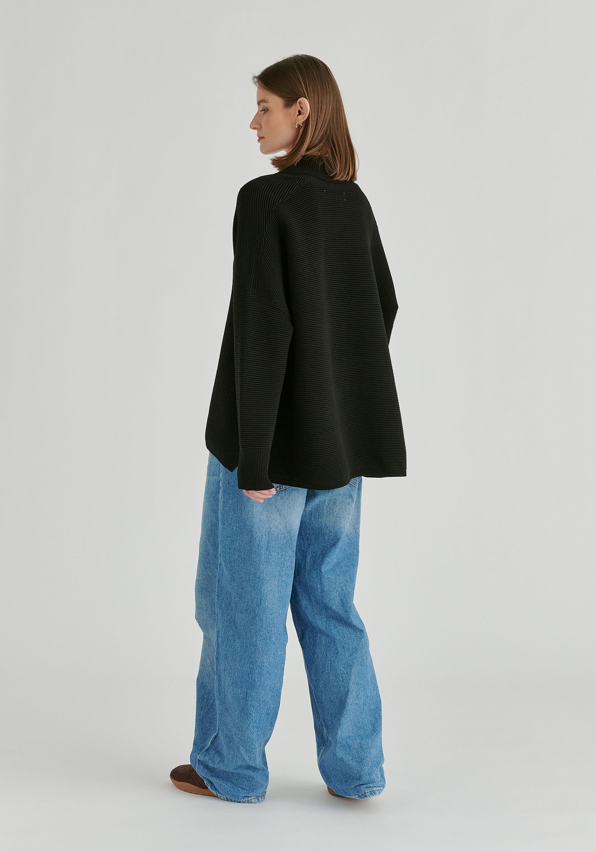 Shawl Collar Ribbed Jumper