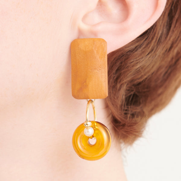 Geometric pine wood earrings Geometric pine wood earrings