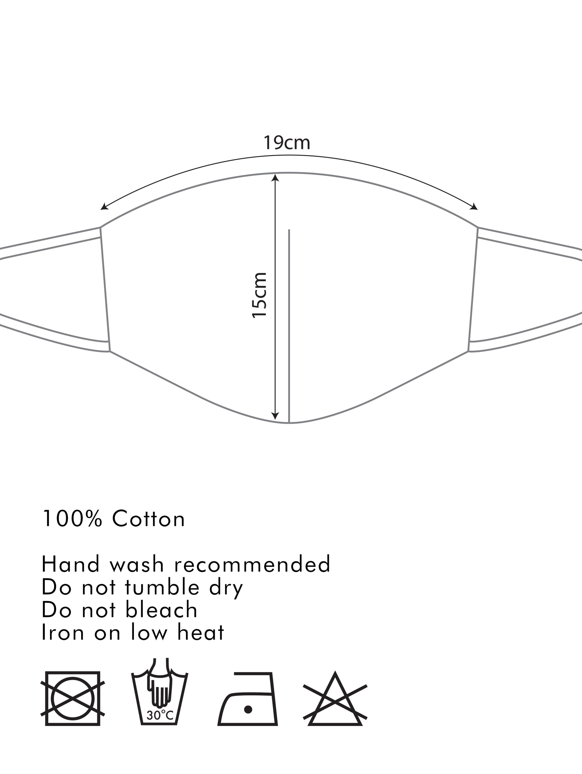 Paisie Adjustable Face Mask in Navy and White measurements