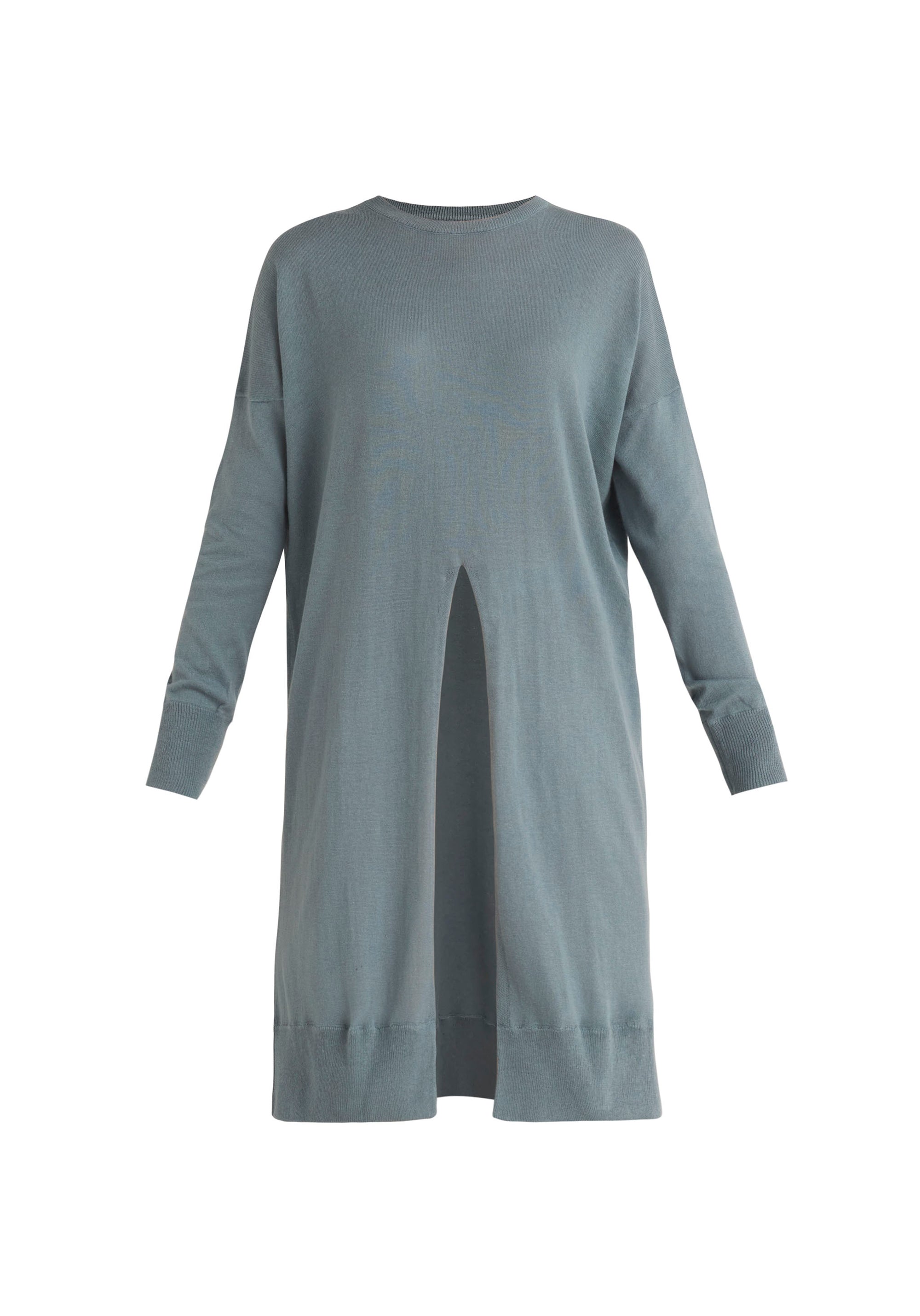 Paisie Knitted Split Top Tunic in Teal Cut Out
