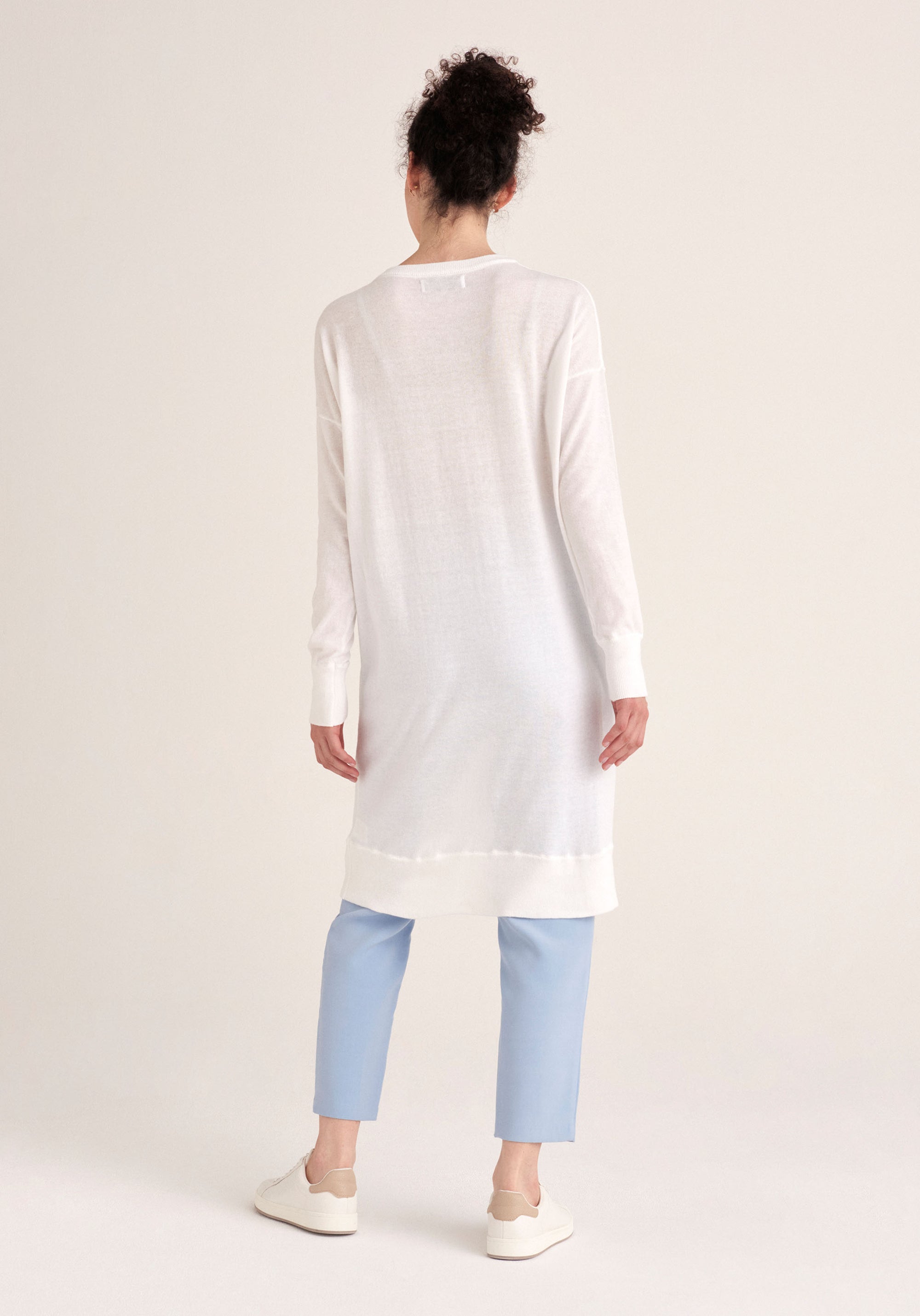 Paisie Knitted Split Top Tunic in White Back