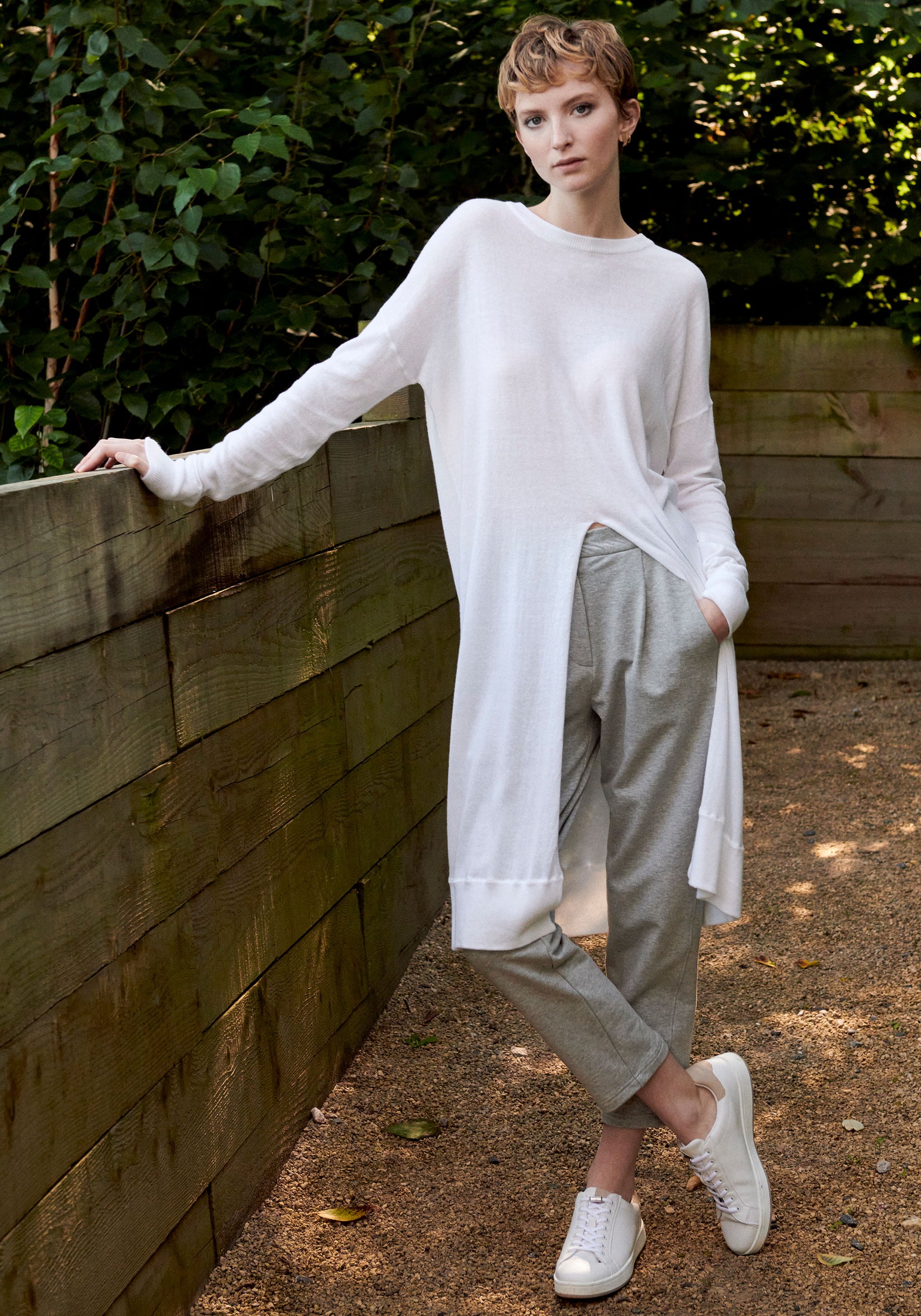 Paisie Knitted Split Top Tunic in White