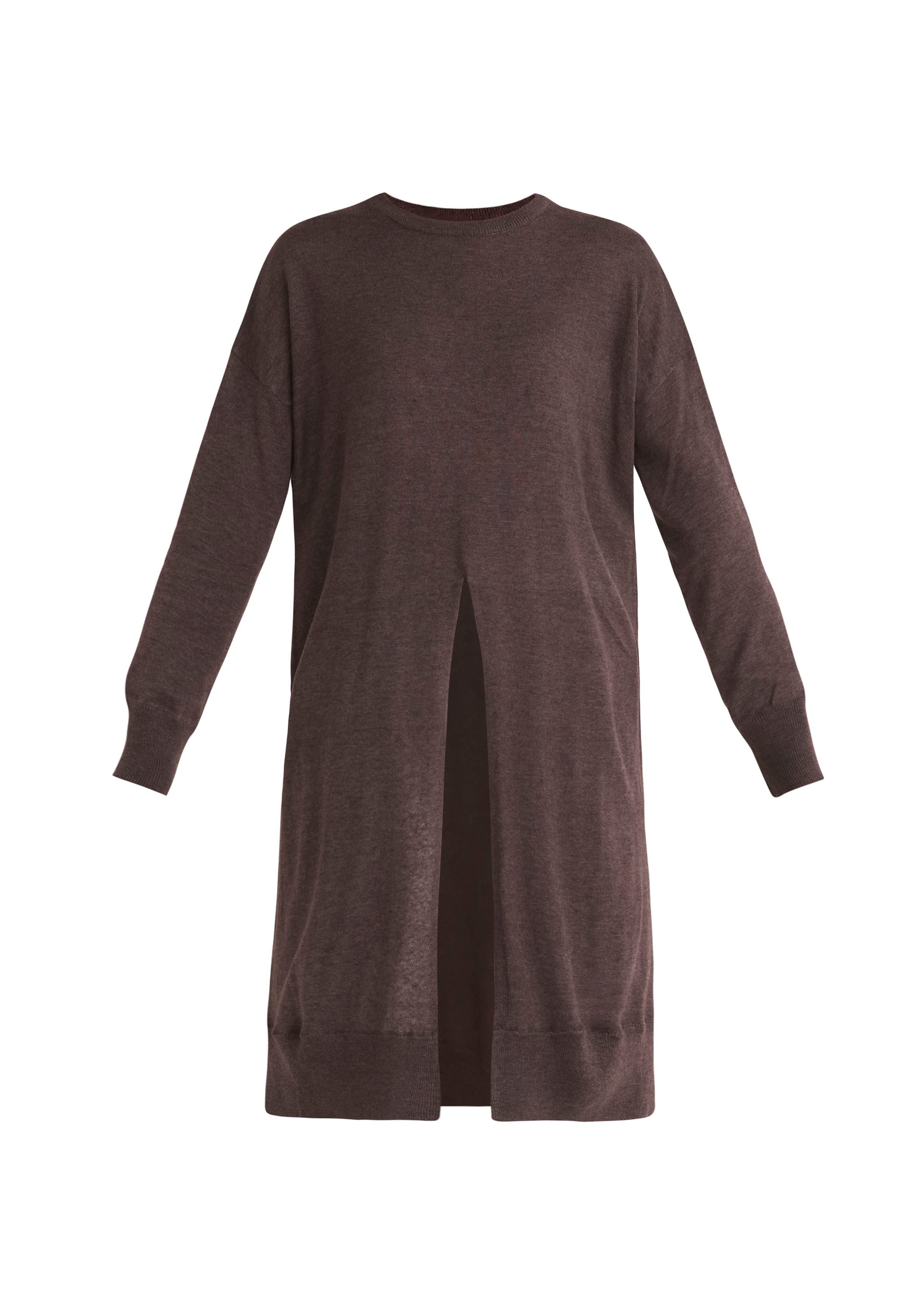 Paisie Knitted Split Top Tunic in Grey Cut Out