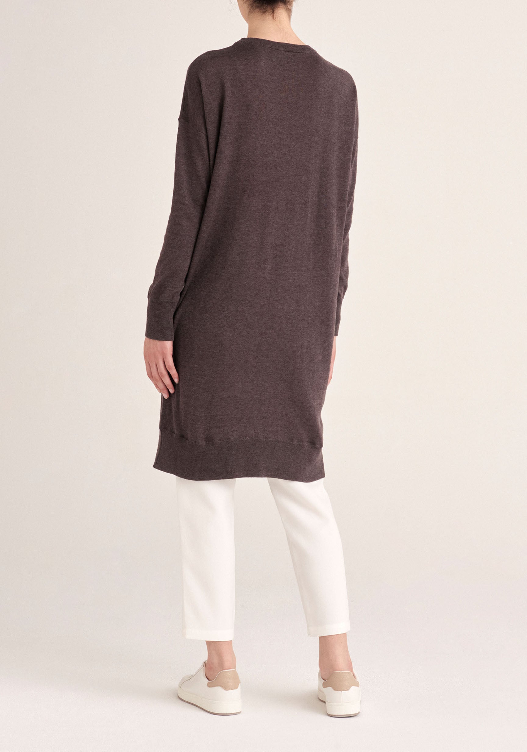 Paisie Knitted Split Top Tunic in Grey Back