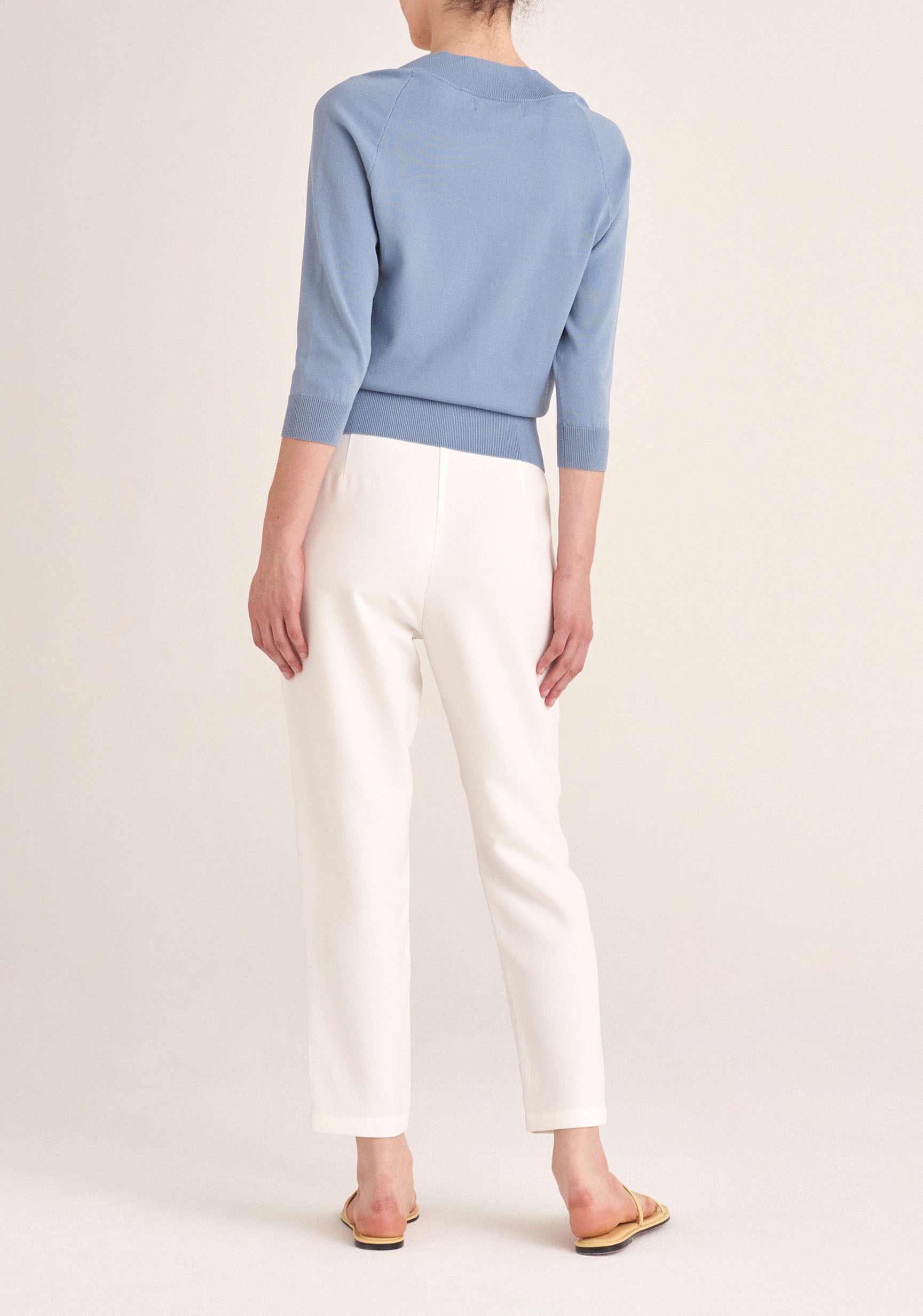 Paisie Square Neck Knitted Top in Blue Back