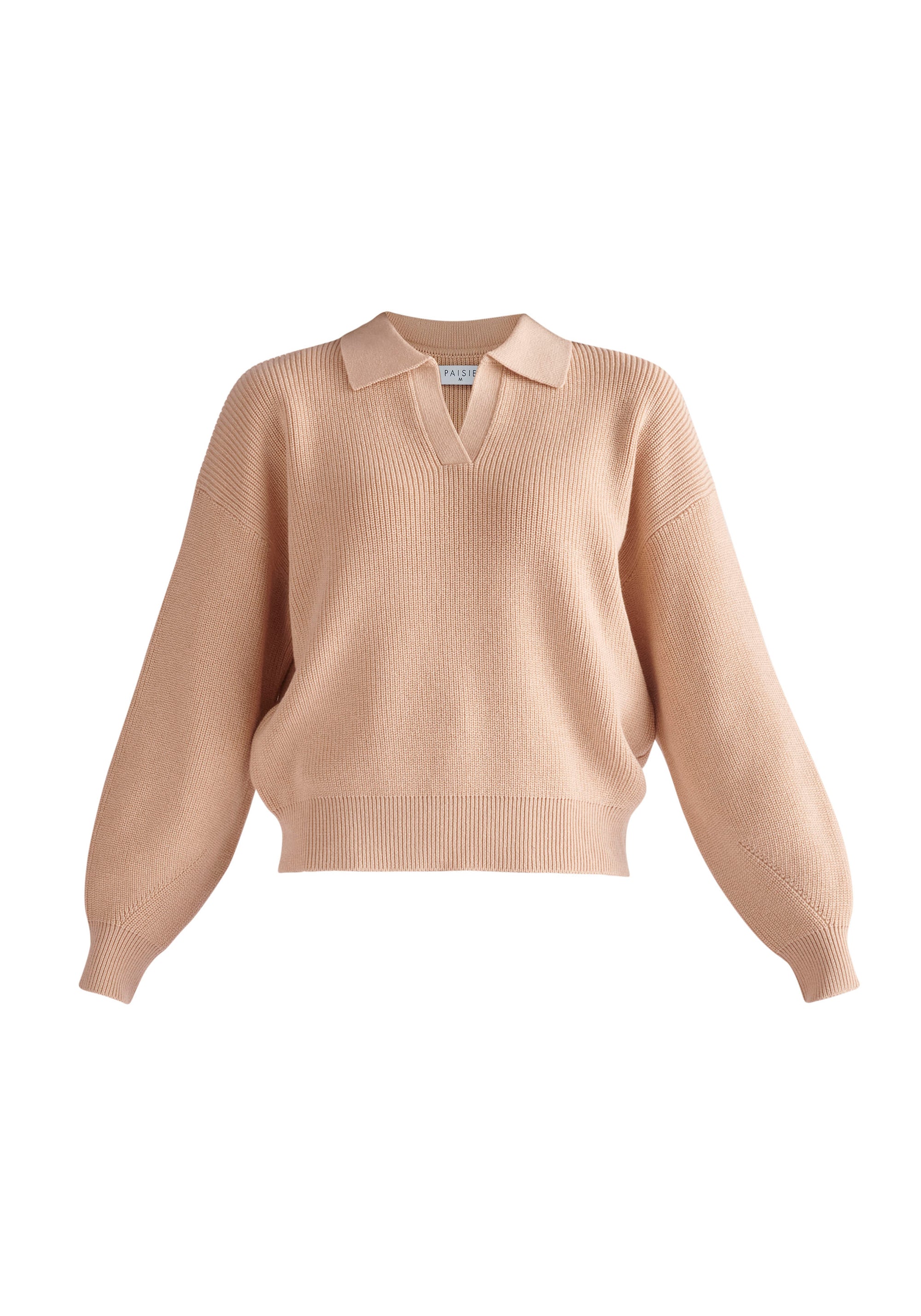 Paisie Knitted Polo Jumper in Oatmeal Cut Out