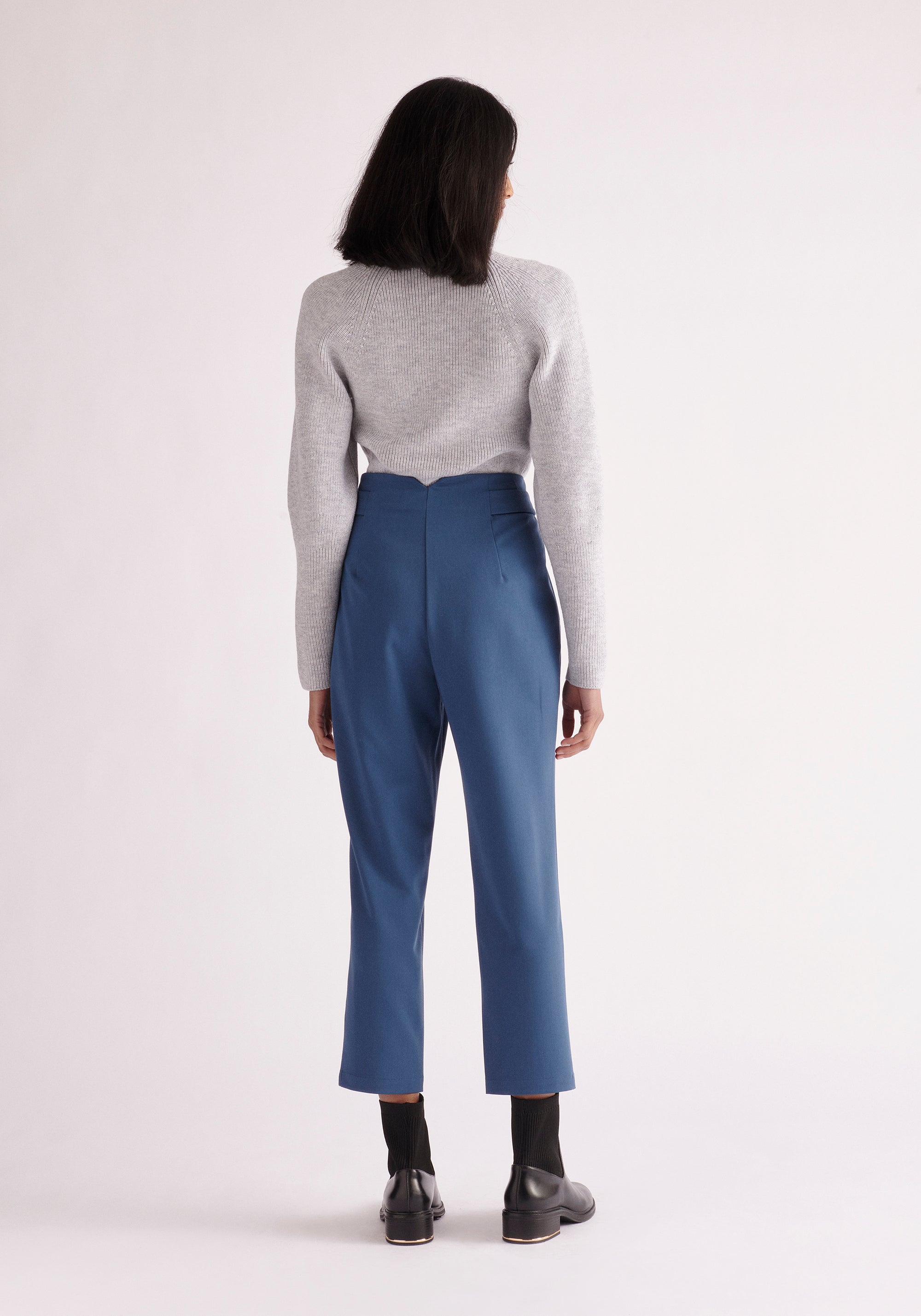 Paisie Square Neck Jumper in Light Grey Back