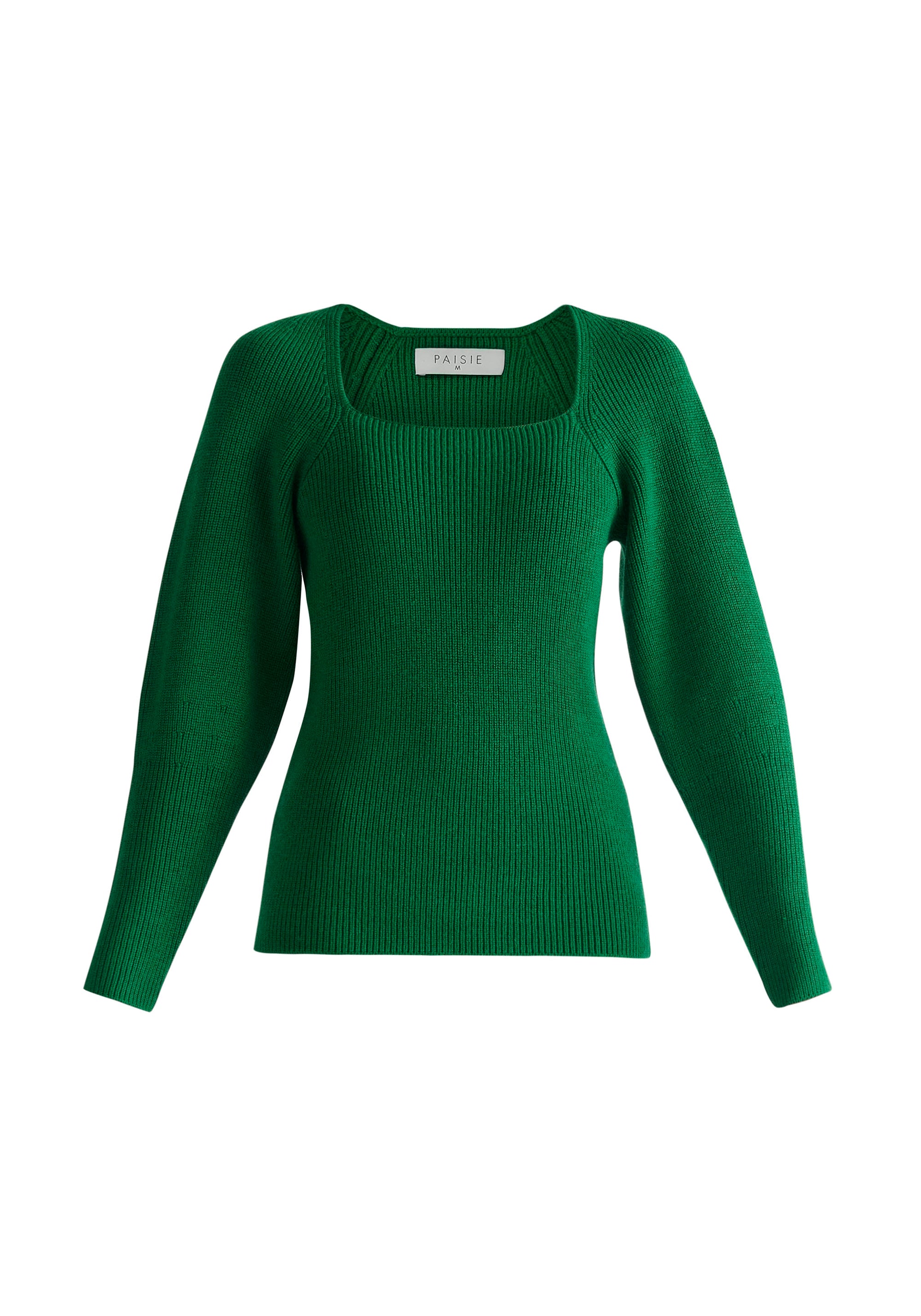 Paisie Square Neck Jumper in Dark Green Cut Out