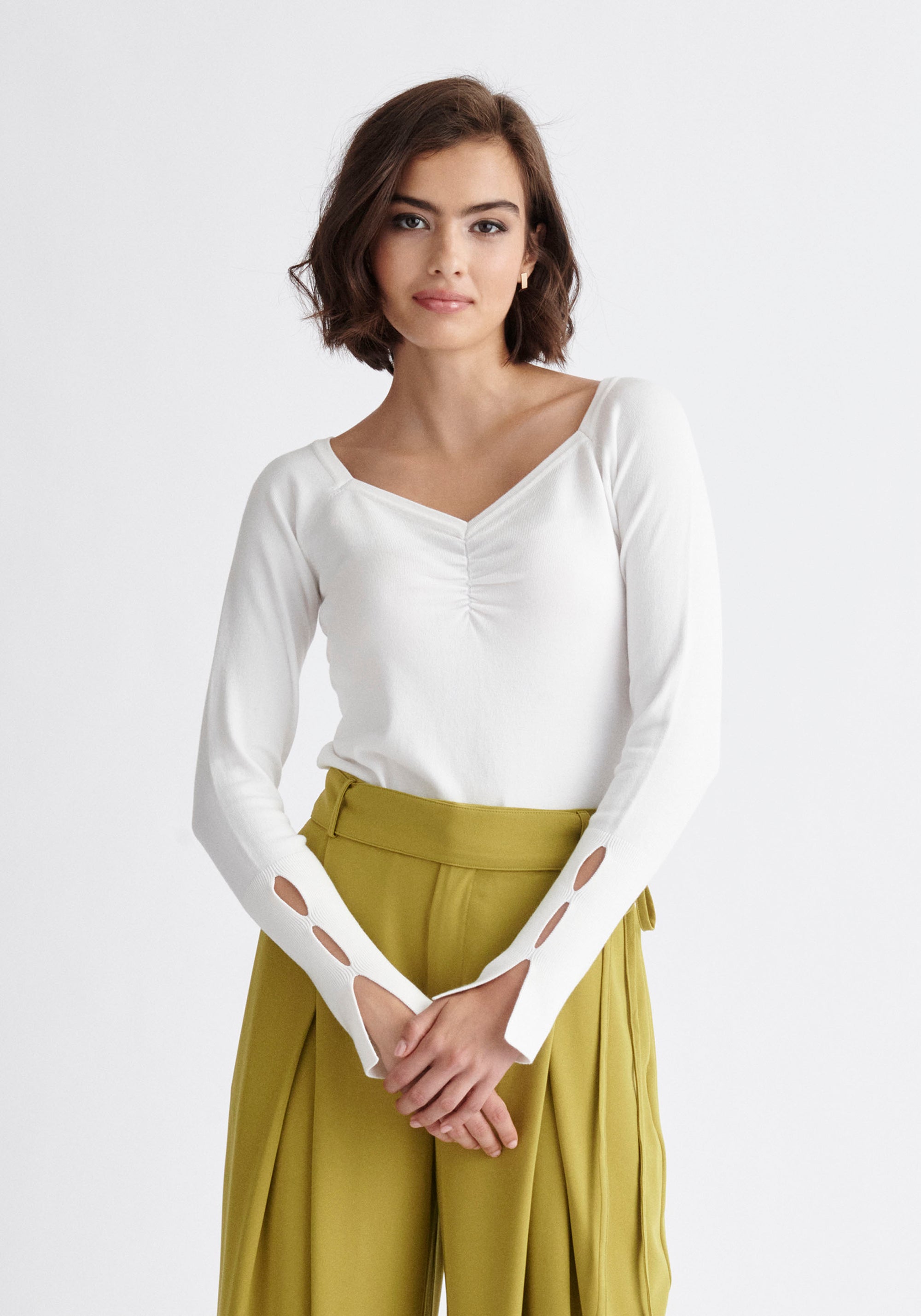 Paisie Sleeve Cut Out Top in White