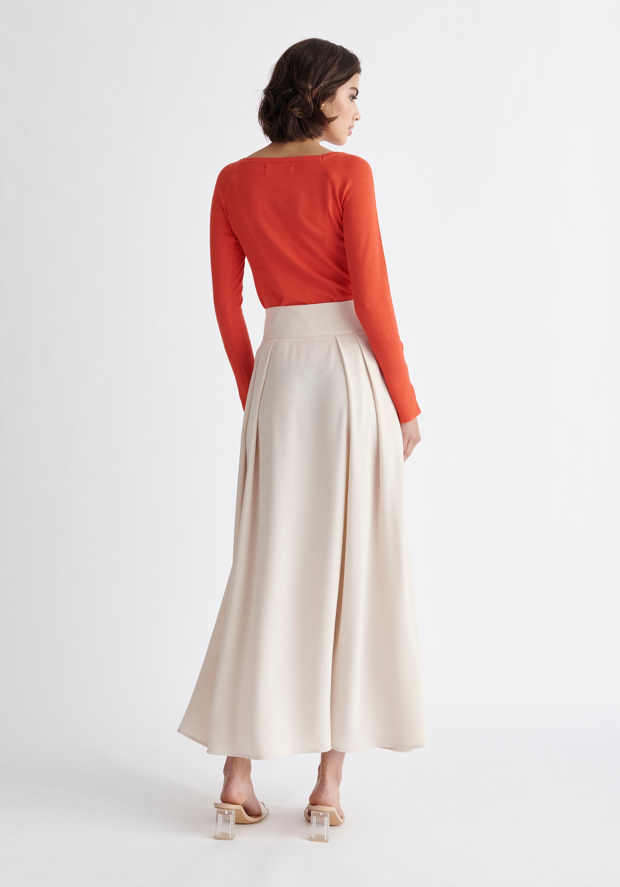 Paisie Sleeve Cut Out Top in Blood Orange Back