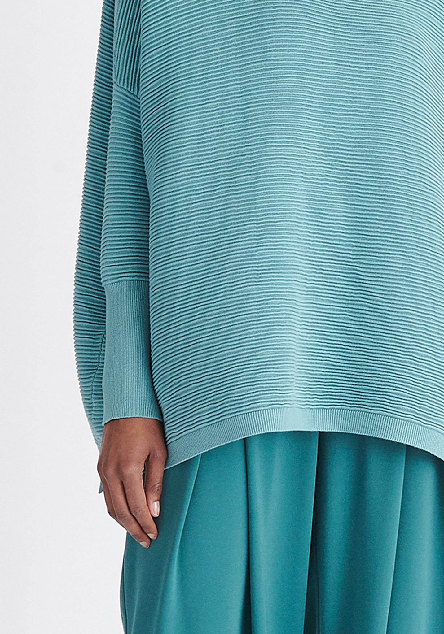 Paisie Ribbed Oversized Knit Jumper in Teal | Knitwear | Paisie