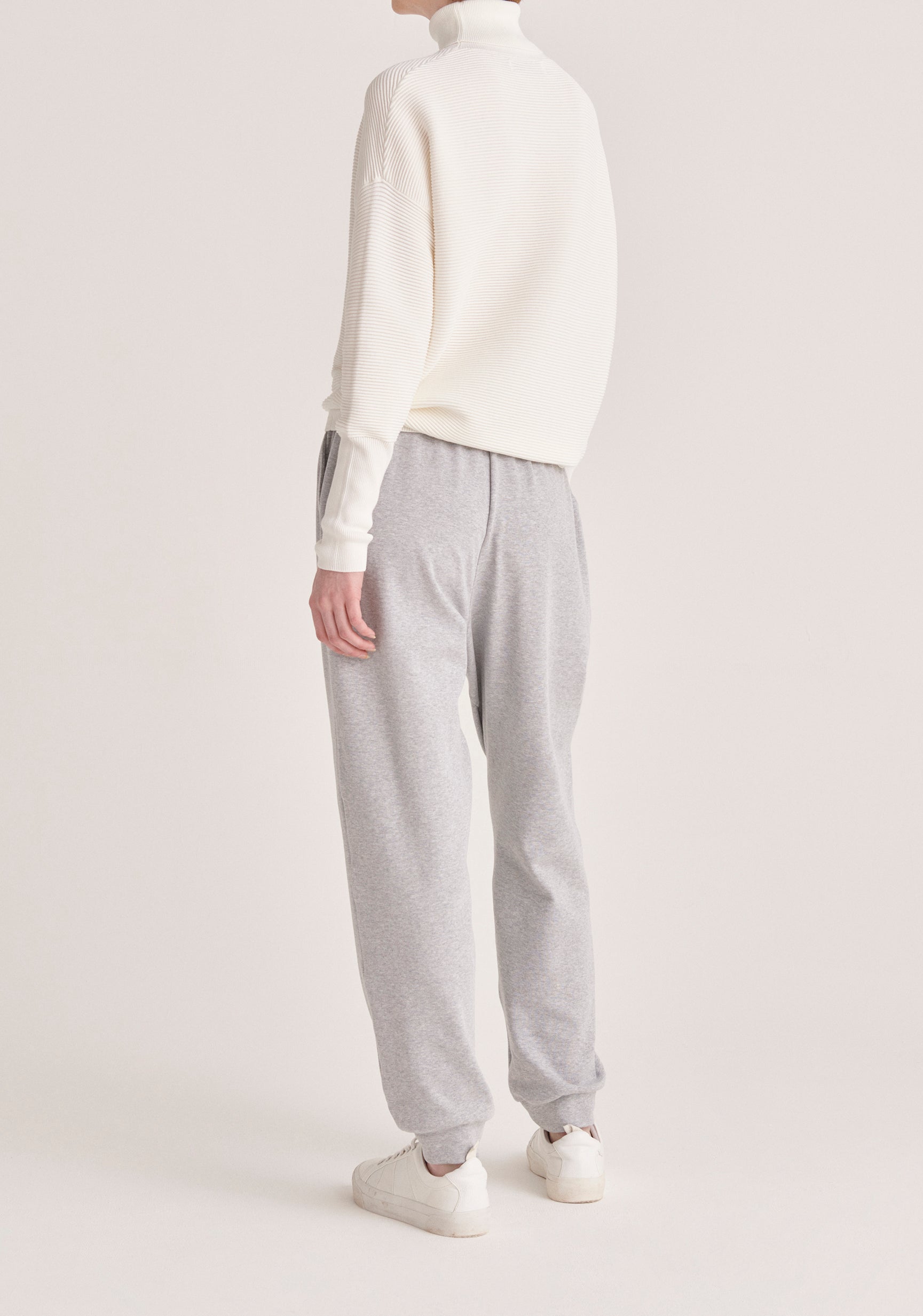 Paisie Roll Neck Ribbed Jumper in White Back