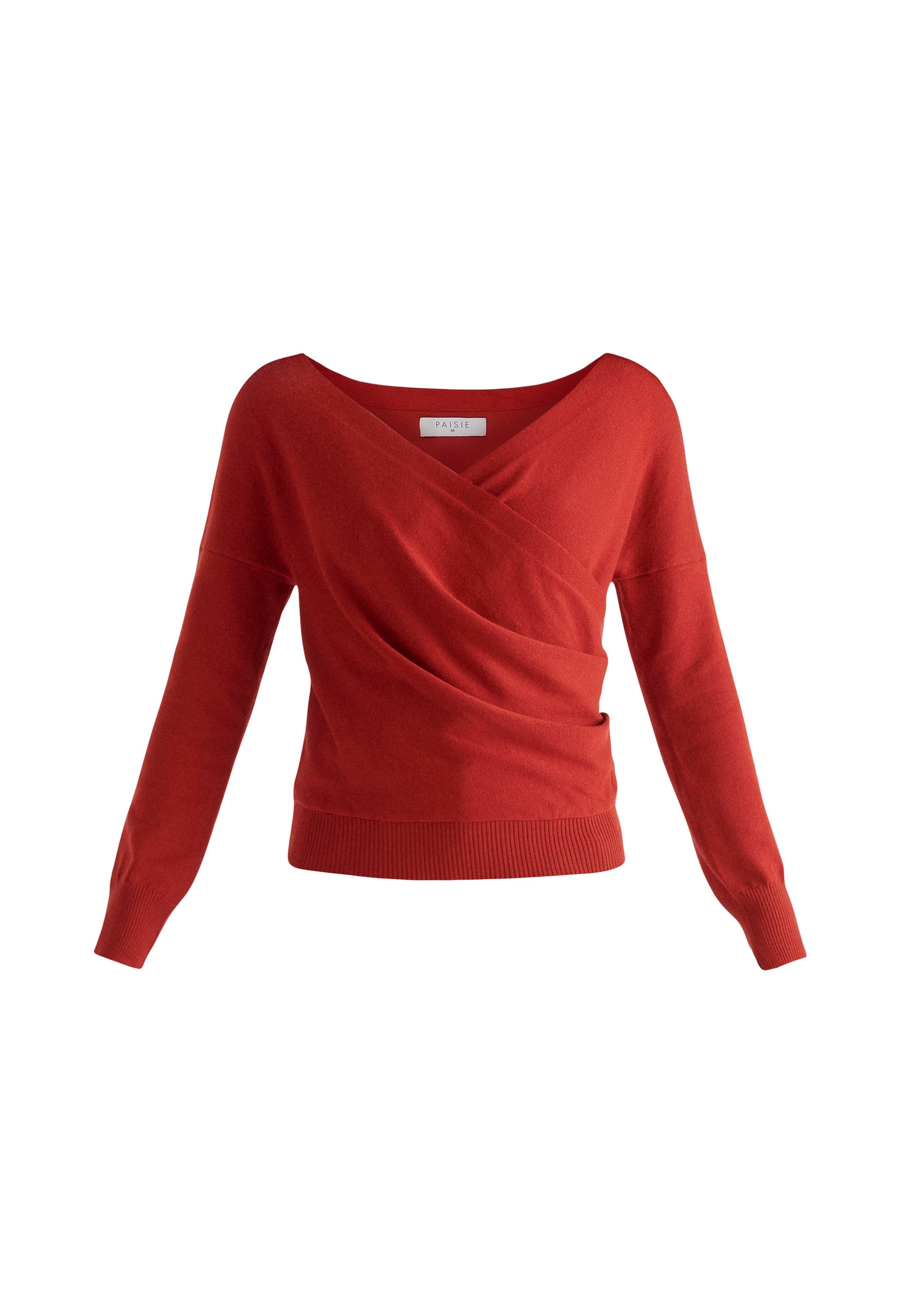 Red wrap top long sleeve cheap