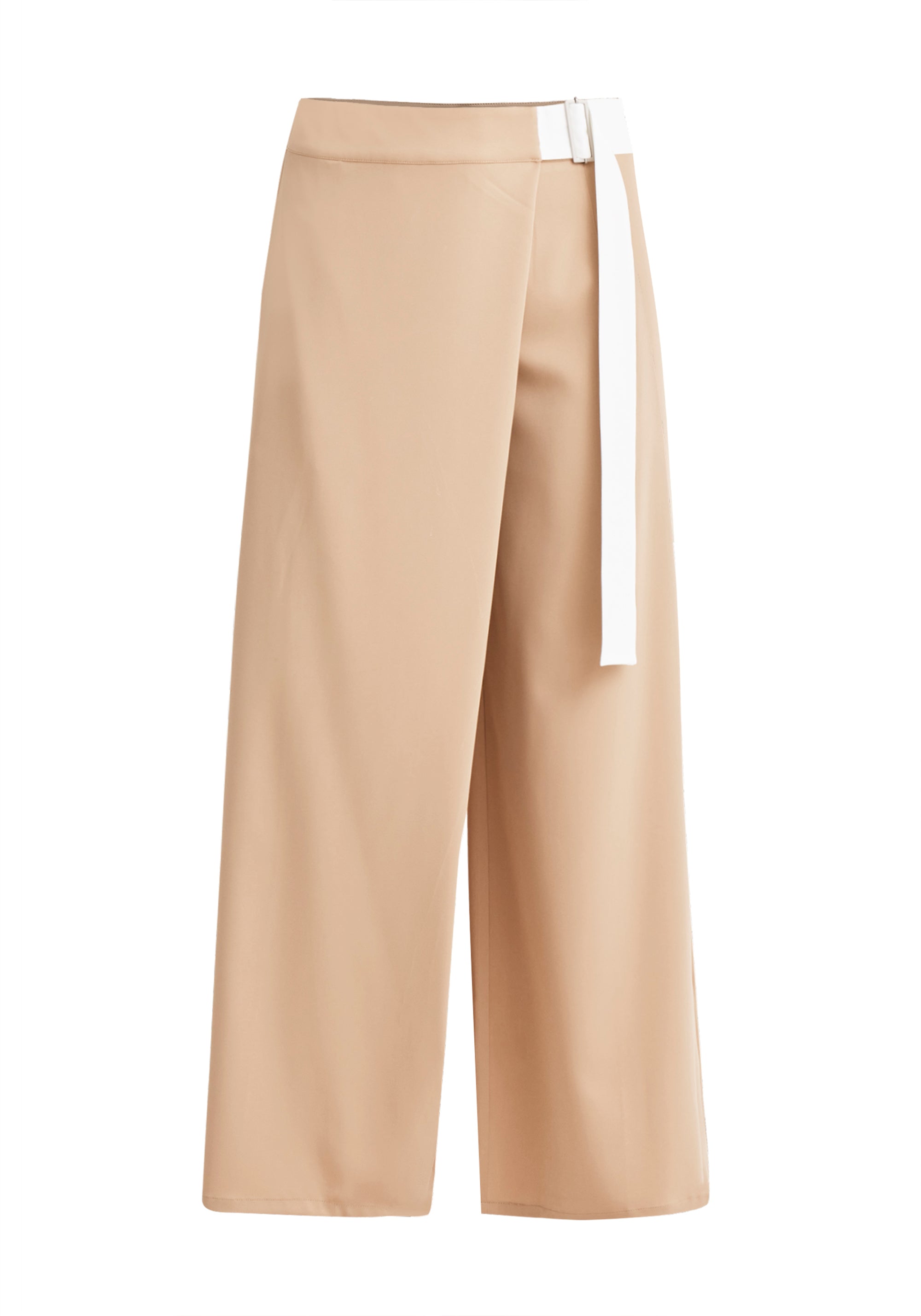Paisie Wide Leg Wrap Trousers with Side Belt in Brown Cut Out