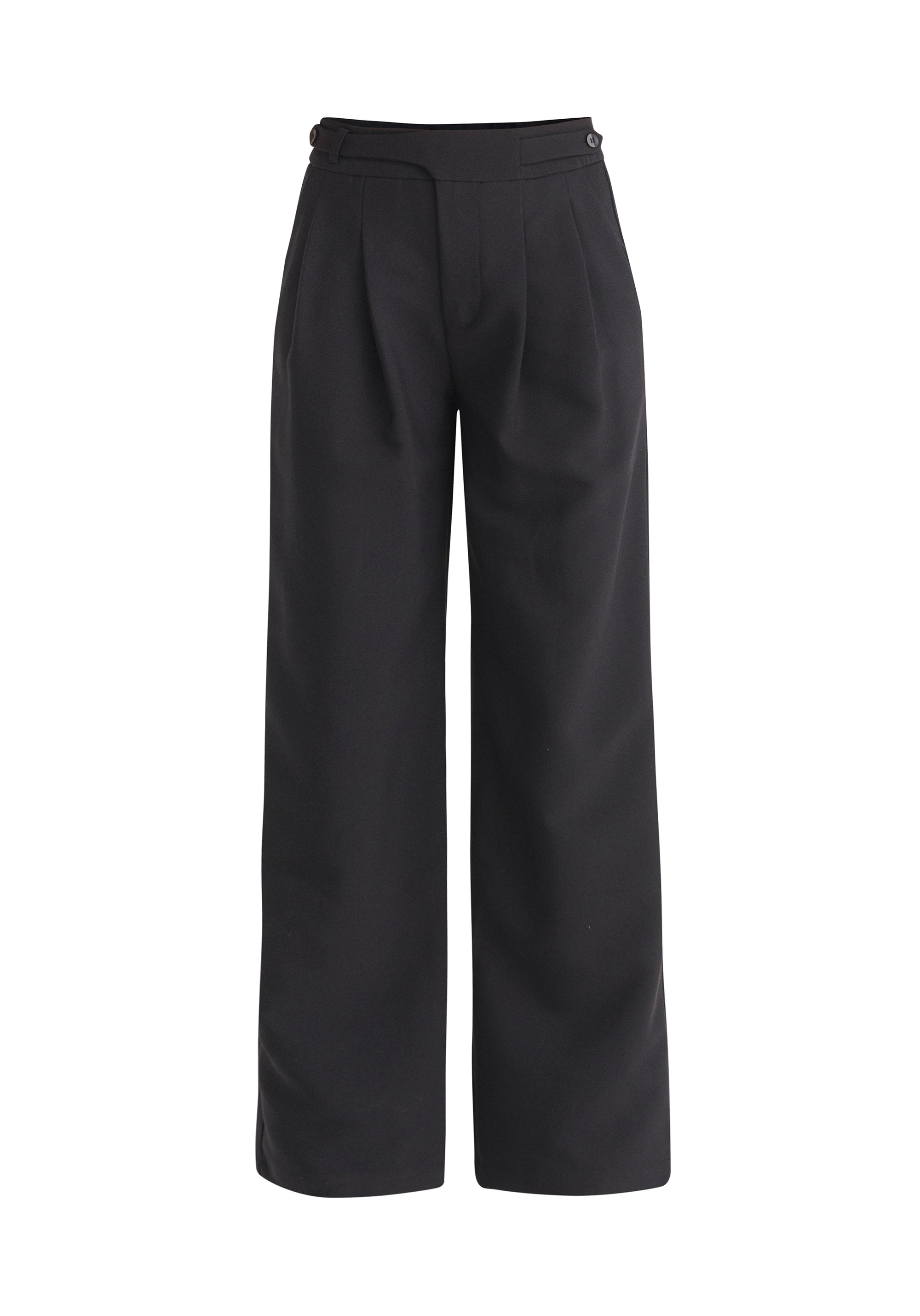 Paisie High Waisted Straight Leg Trousers in Black Cut Out