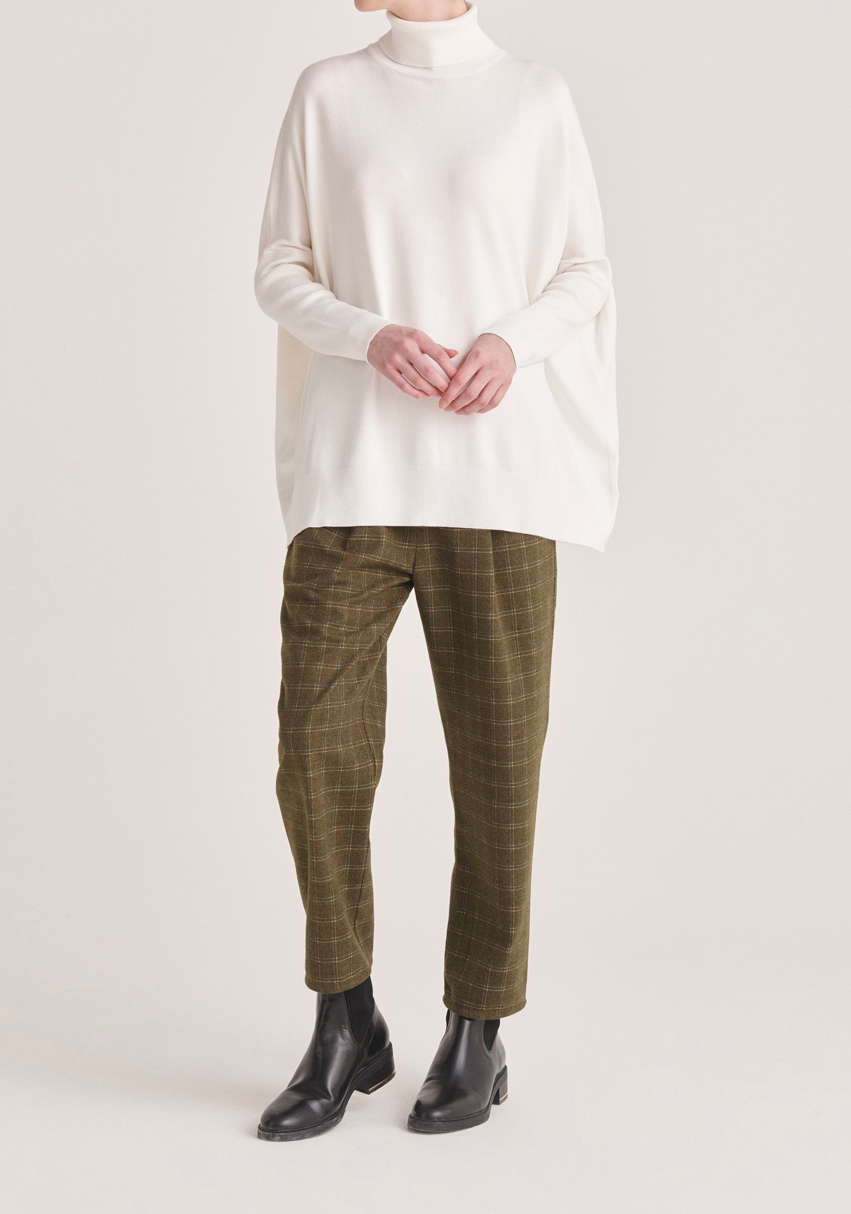 Paisie Oversized Roll Neck Jumper in White