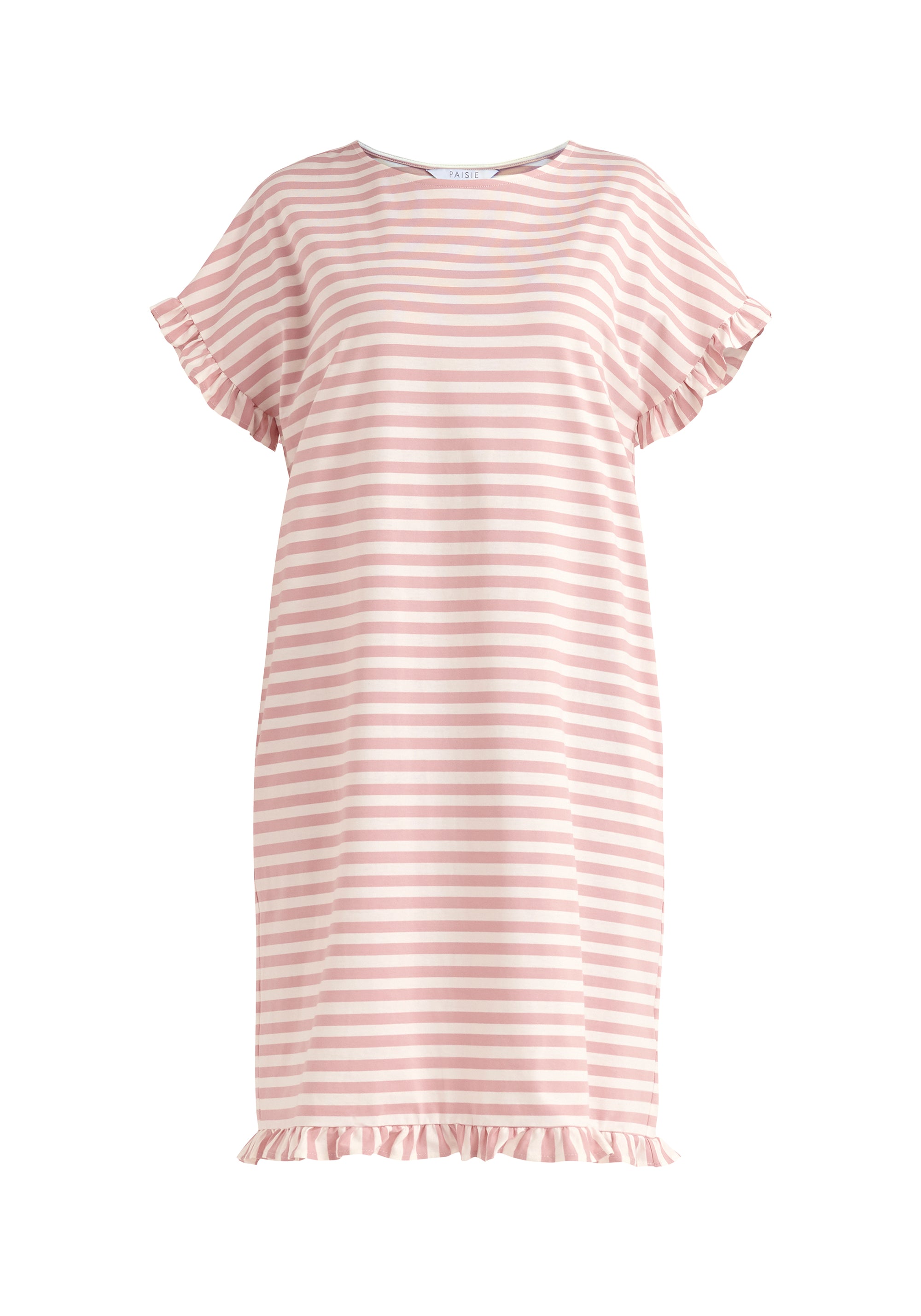 Paisie Striped Cotton Pyjama Dress in Pink and White Cut Out