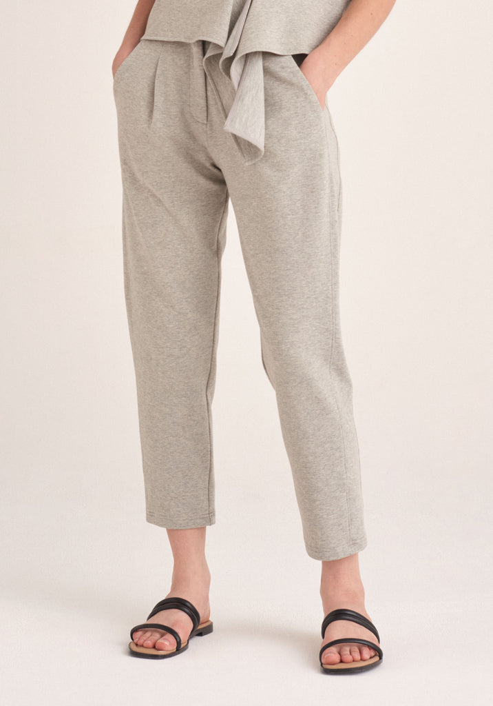 Elasticated Waist Jersey Trousers in Light Grey, Trousers