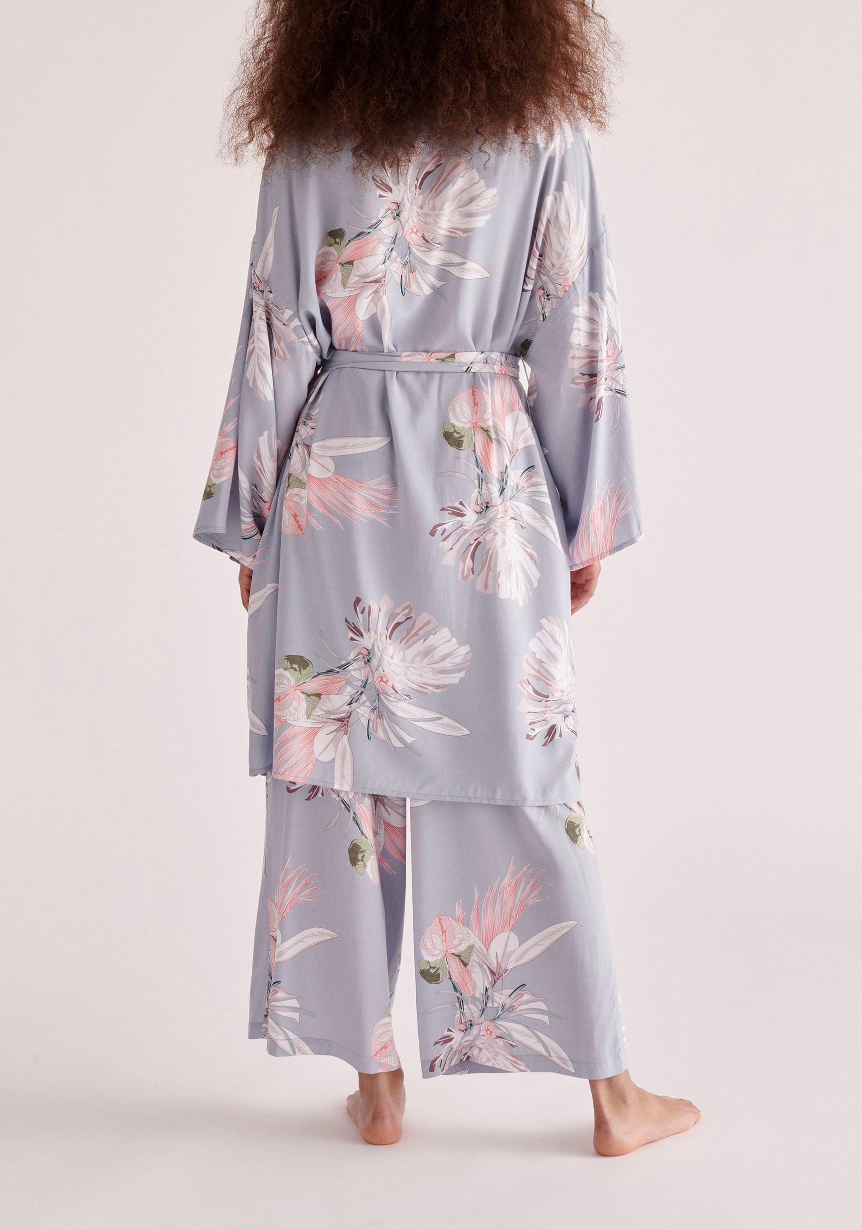 Paisie Floral Pyjama Trousers in Light Blue Back