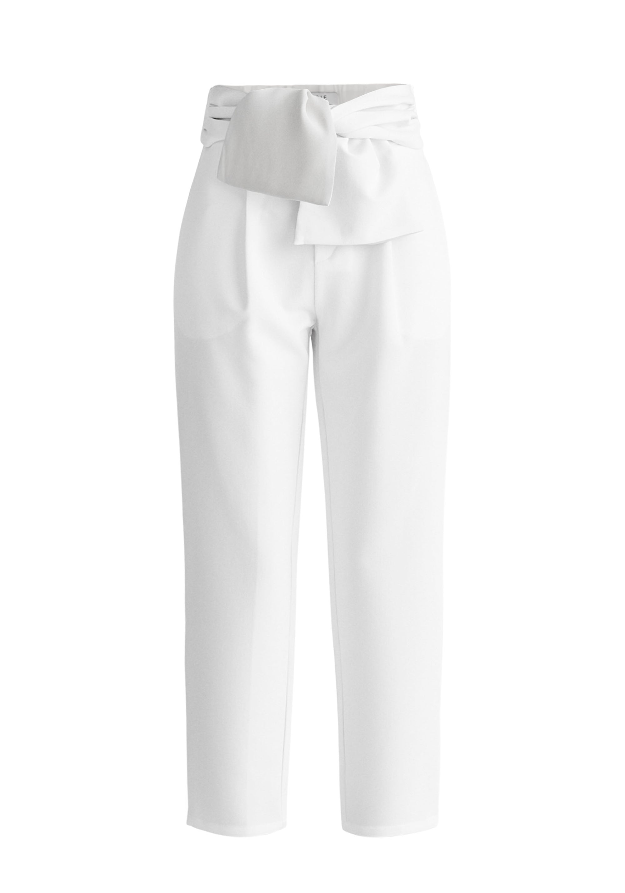 Paisie Waist Tie Peg Leg Trousers in White Cut Out