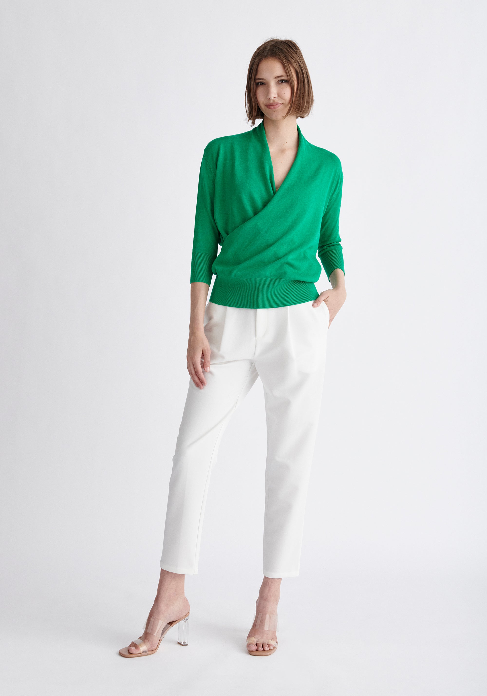 Paisie Waist Tie Peg Leg Trousers in White