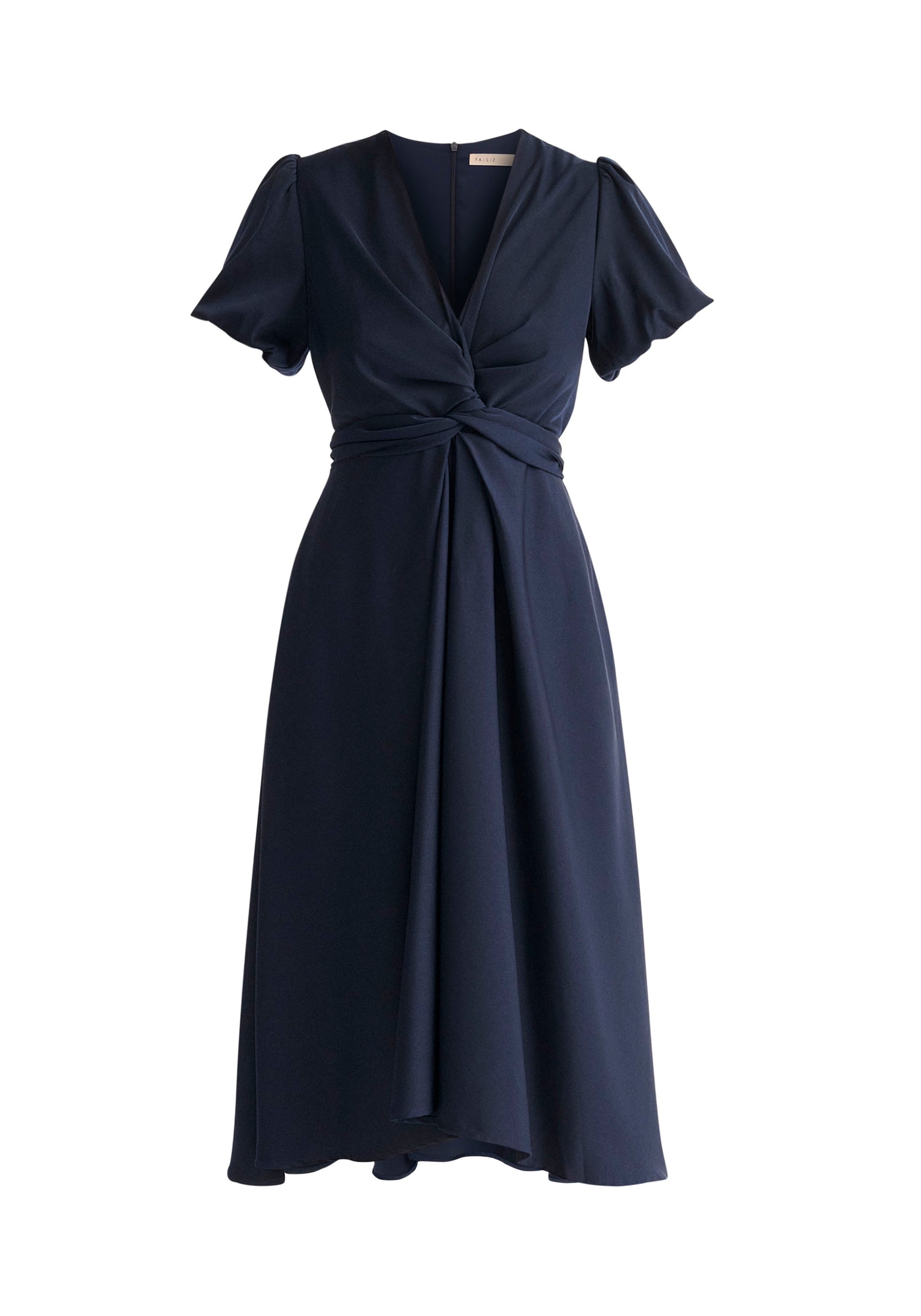 Paisie Midi Twist Dress in Navy Cut Out