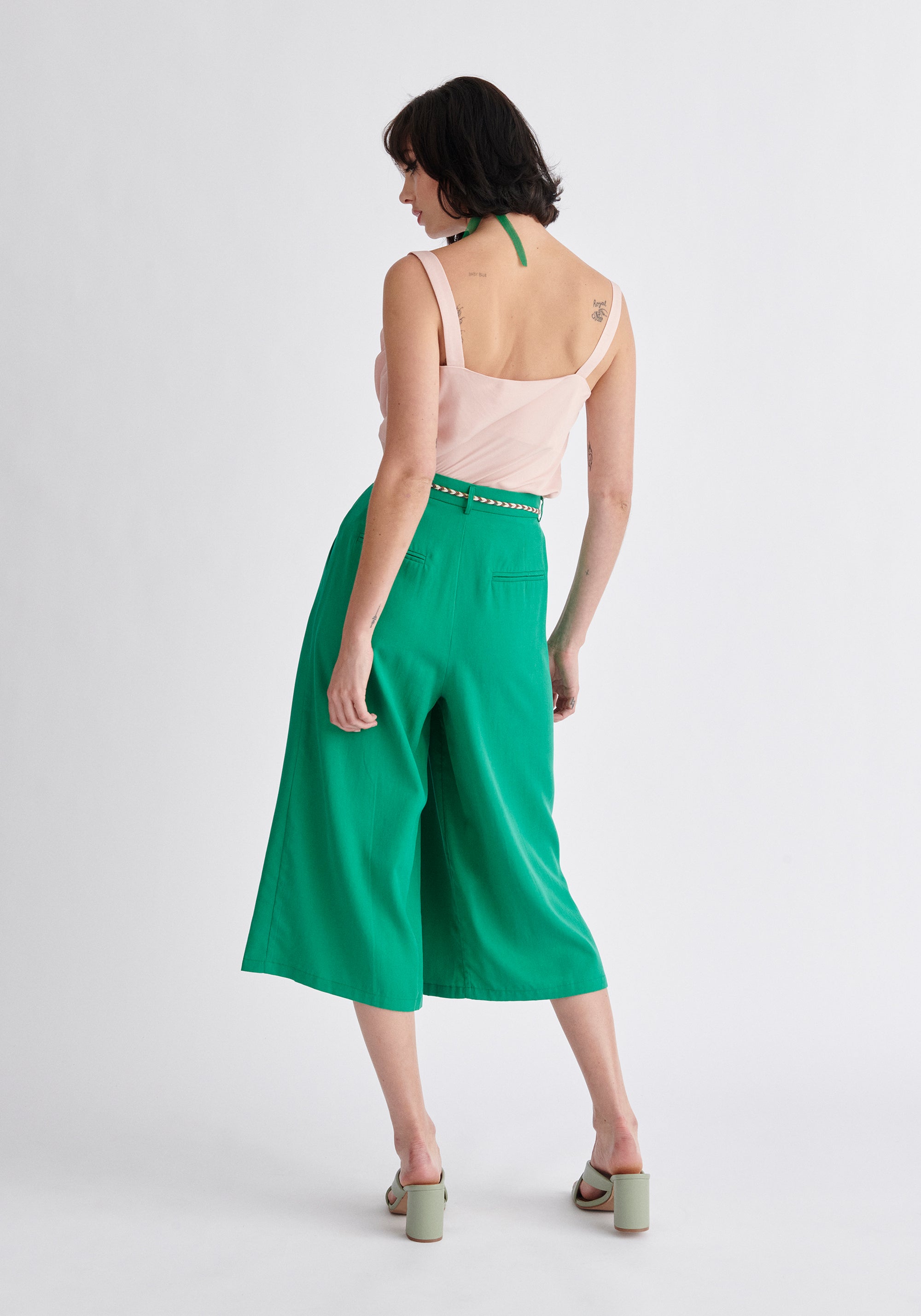 Paisie Cowl Neck Vest Top in Pink Back