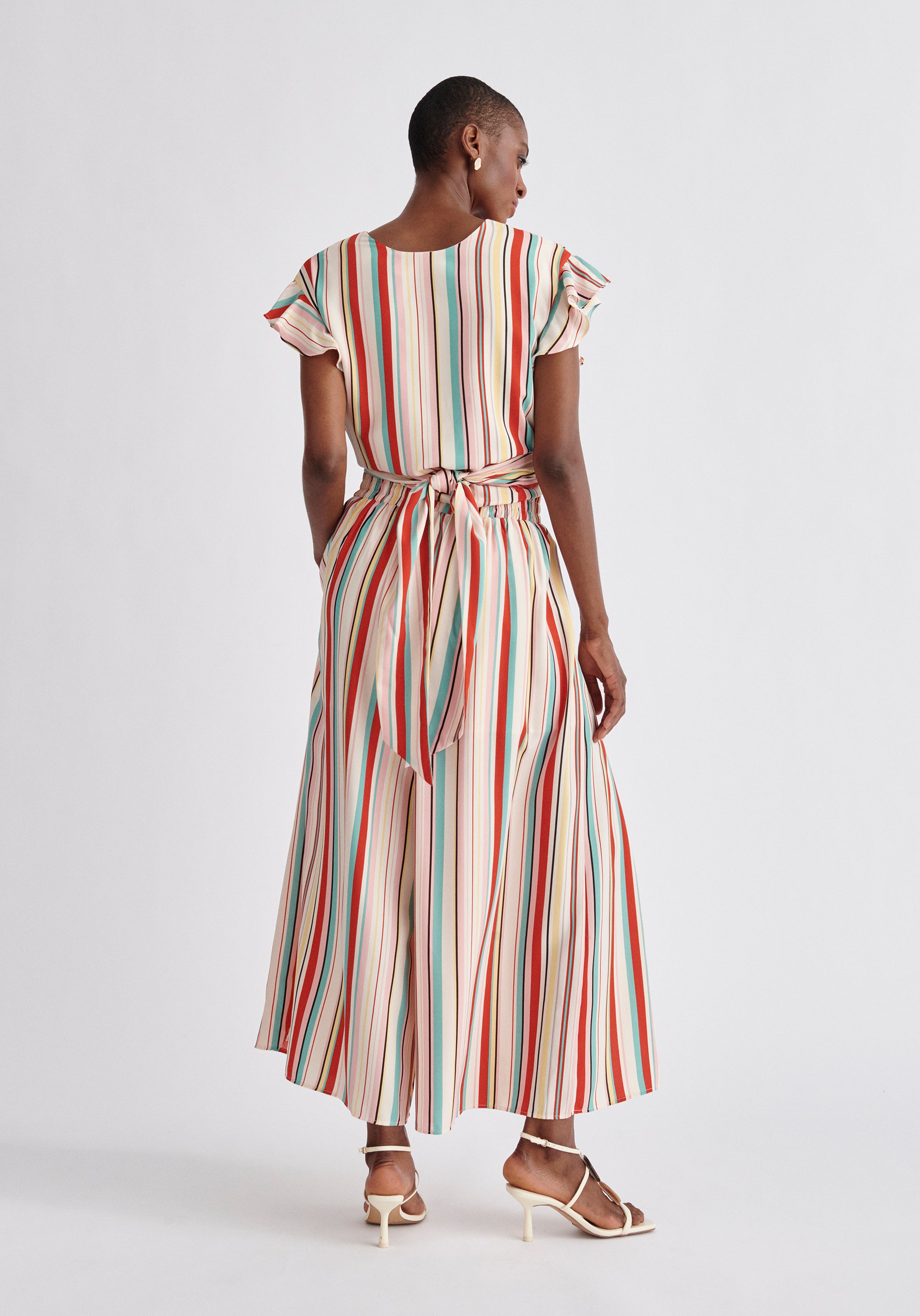 Paisie Front Split Striped Trousers Back