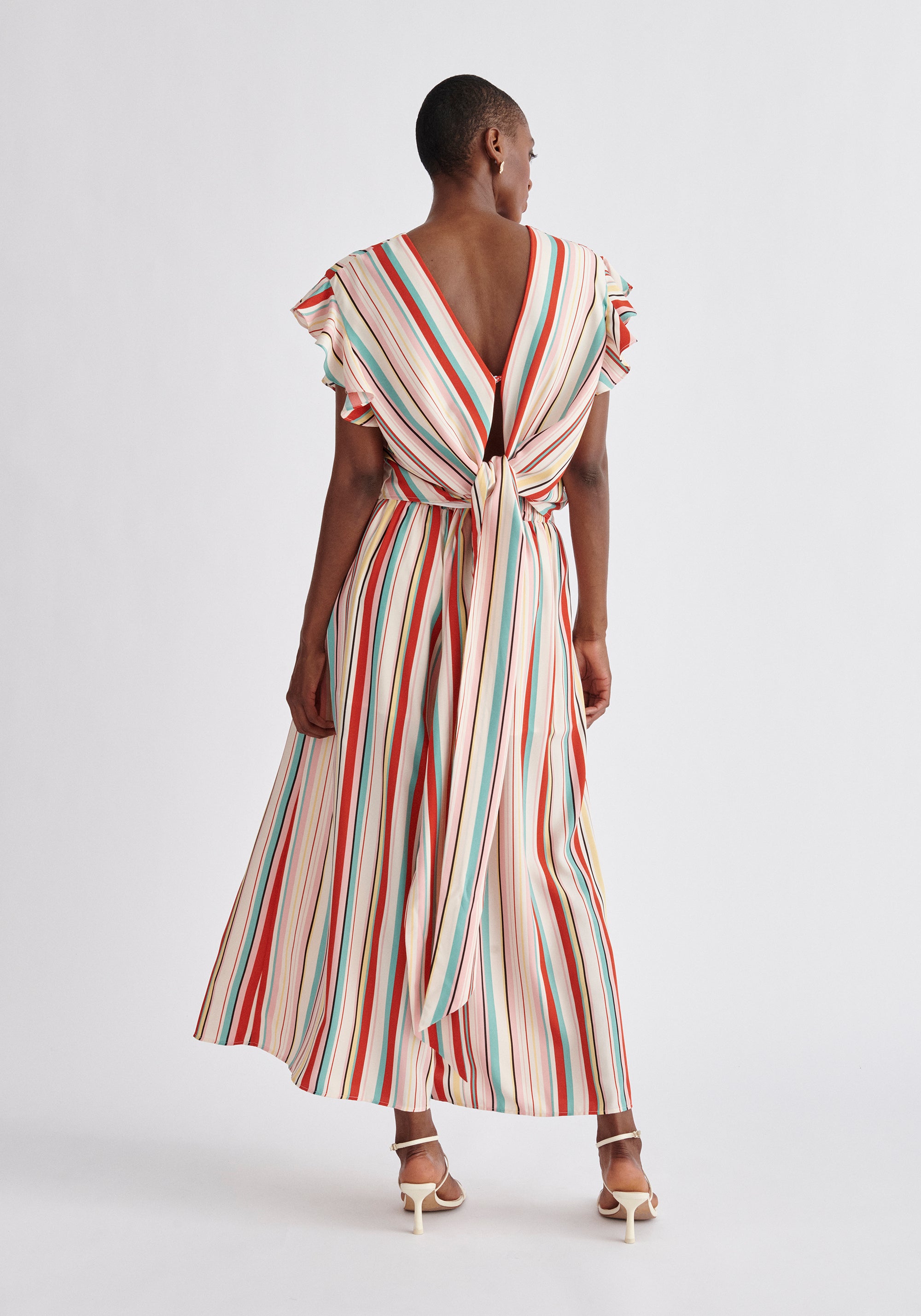 Paisie Front Split Striped Trousers Back