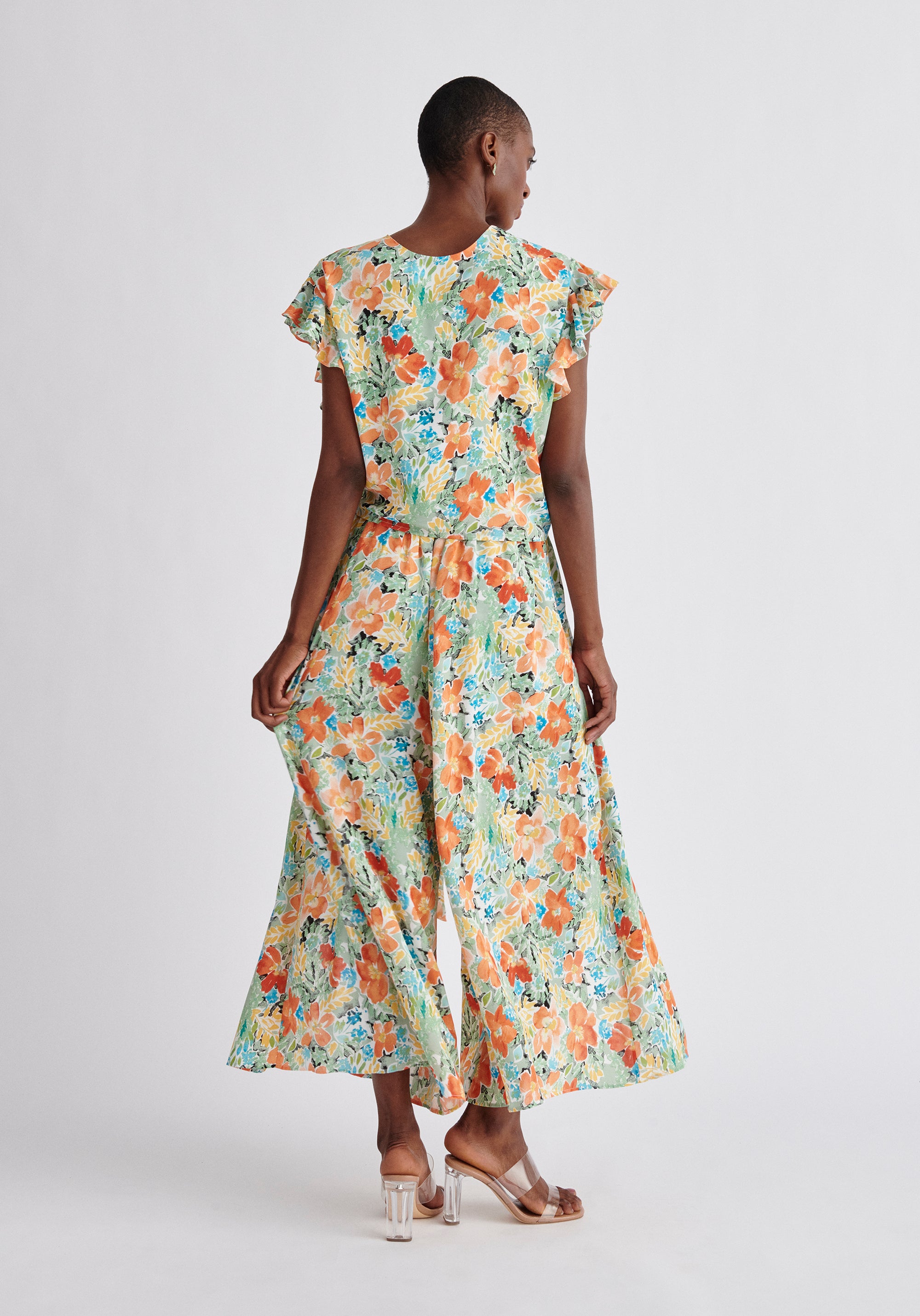 Paisie Front Split Floral Trousers Back