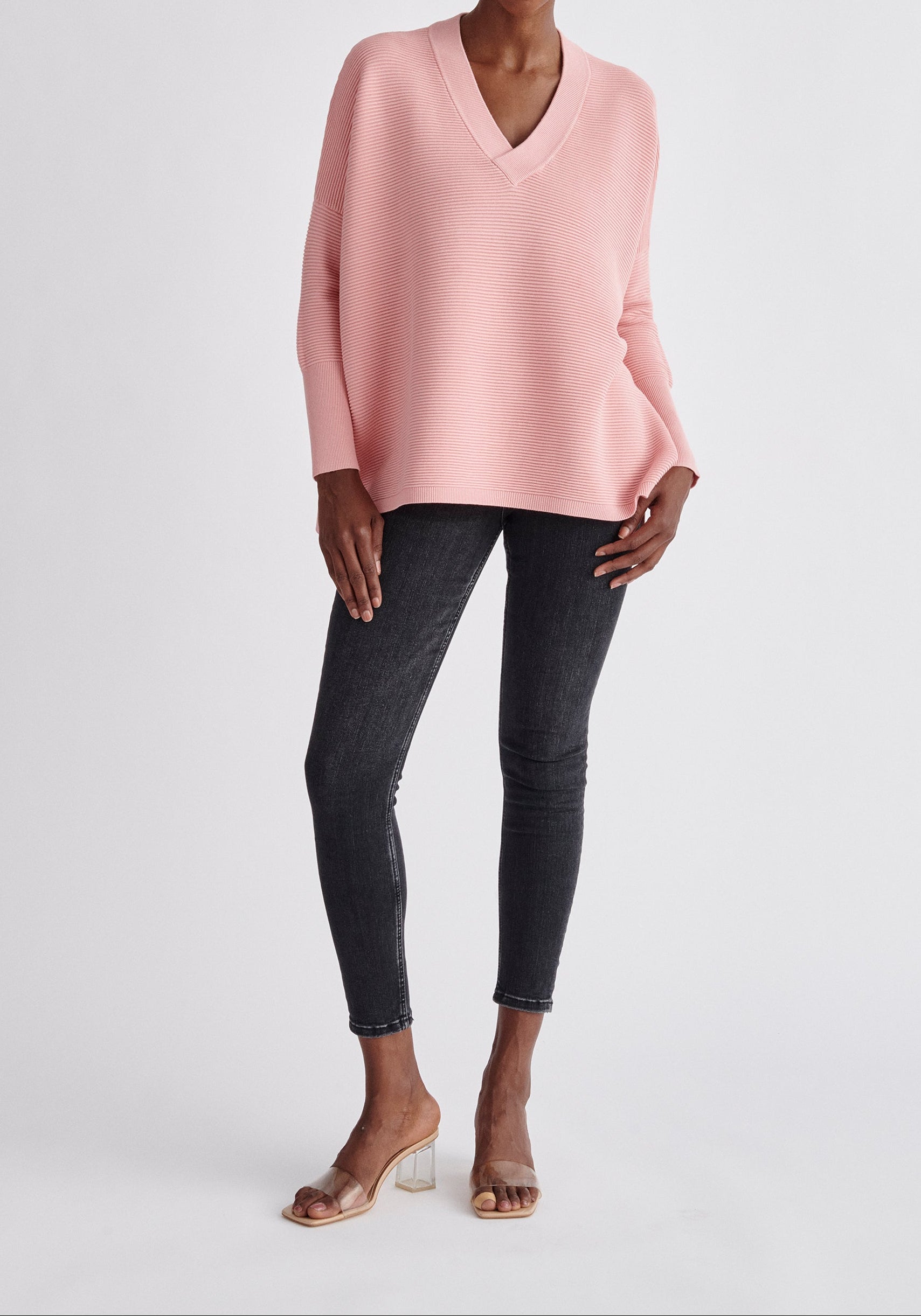 V Neck Ribbed Jumper