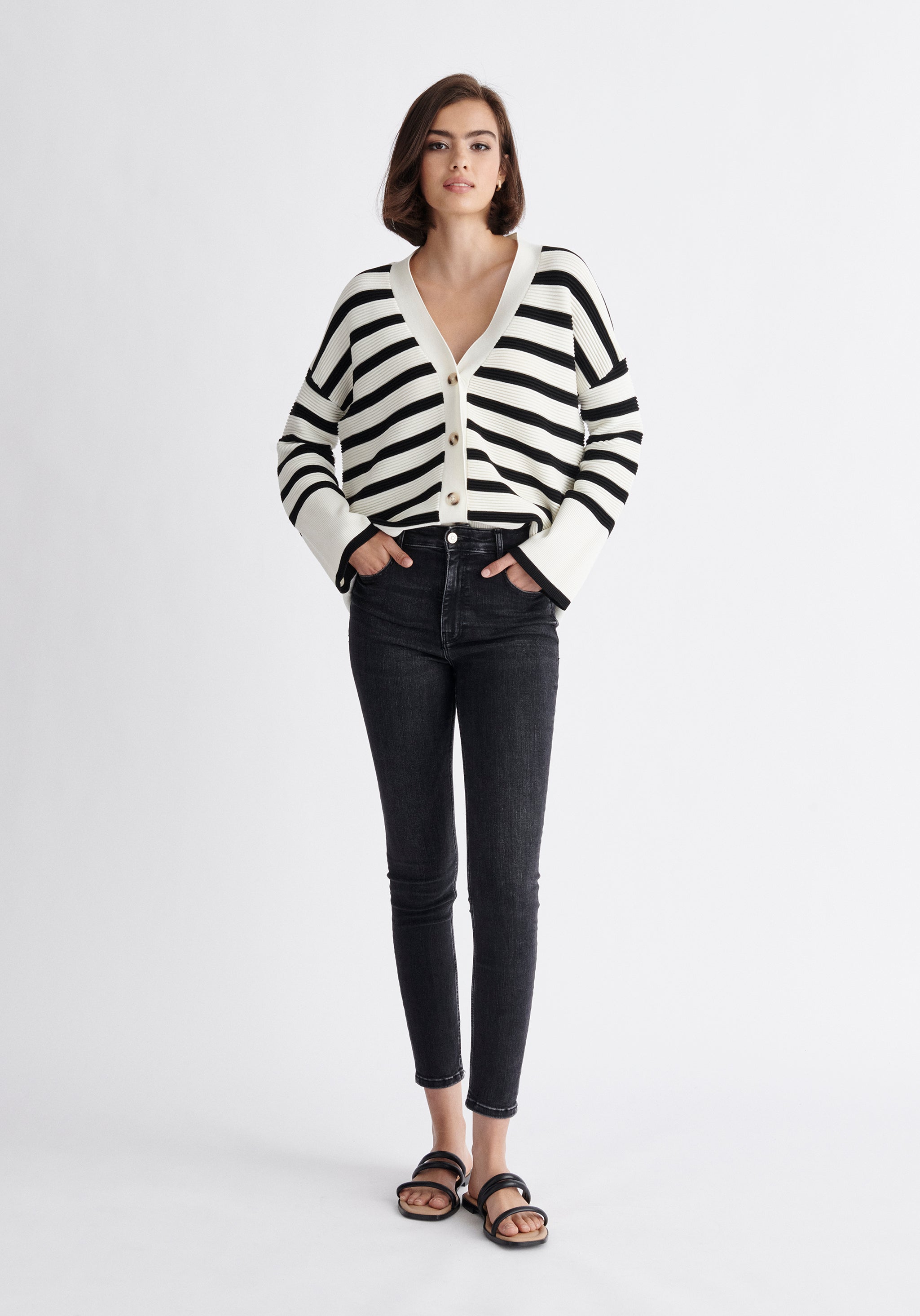Striped Ribbed Cardigan